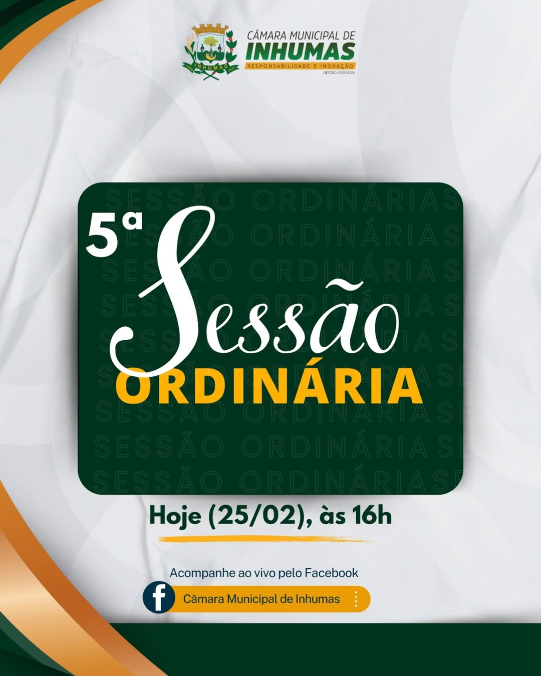 Hoje tem sessão ordinária!